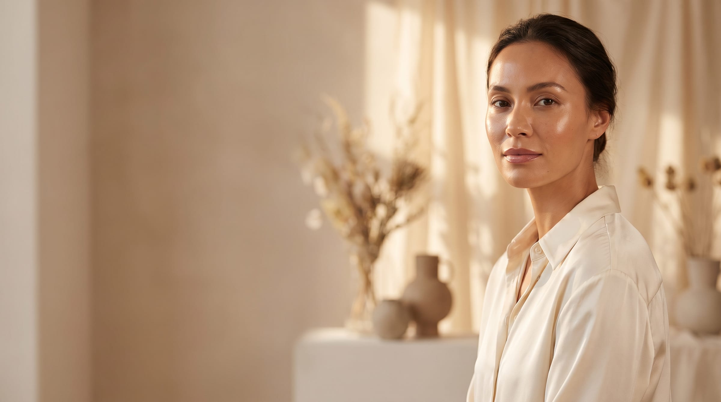 The serene, light-filled interior of Aphrodite Skin Clinic